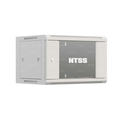 Шкаф настенный телекоммуникационный NTSS W 18U 600х450х964мм, 2 профиля 19, дверь стеклянная, боковые стенки съемные, разобранный, серый RAL 7035 в России