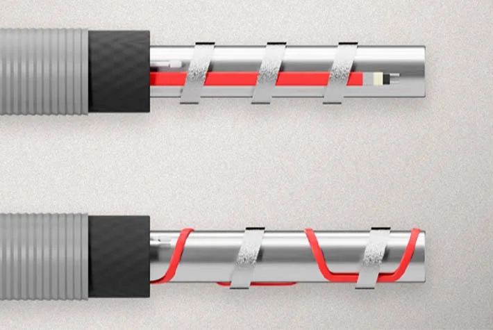 Монтаж греющего кабеля на трубу