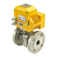 Кран шаровый КШФП.316.200 нержавеющий полнопроходной фланцевый с электроприводом 220 В - 1