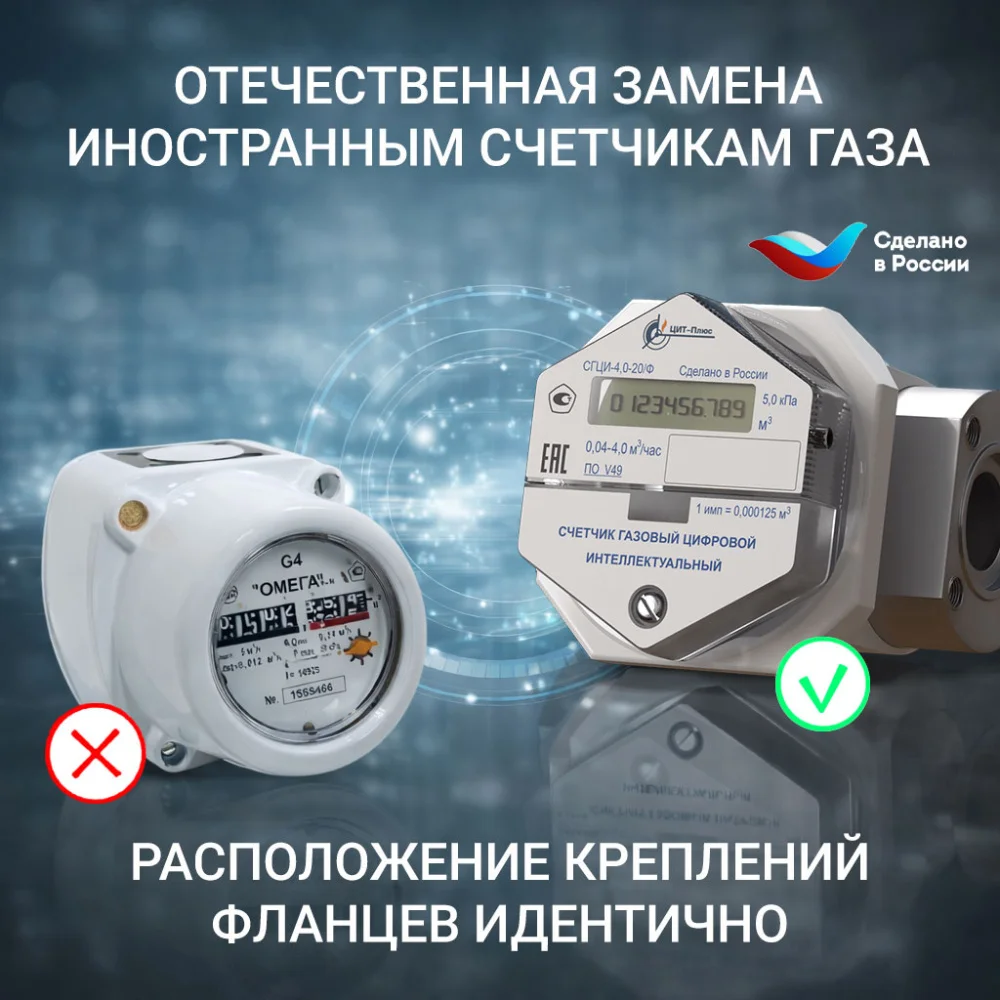 Счетчик газа СГЦИ-6 (фланец, DN20) без термокоррекции в 