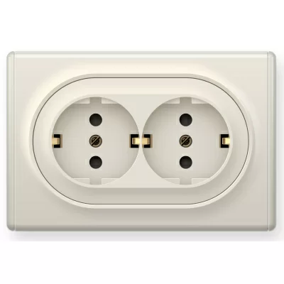 Розетка электрическая OneKeyElectro Florence двойная, с заземлением винтовые контакты, бежевая в 