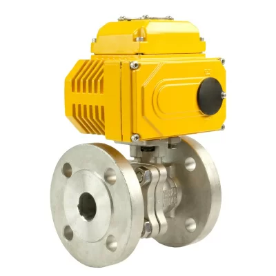 Кран шаровый КШФП.316.200 Ду100 нержавеющий полнопроходной фланцевый с электроприводом 220 В в 