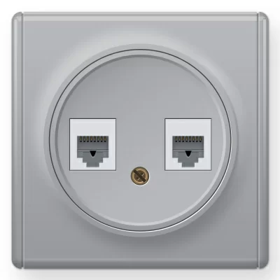 Розетка OneKeyElectro Florence двойная телефон/компьютер RJ11/RJ45 кат.5e, серая в 