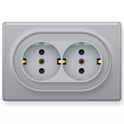 Розетка электрическая OneKeyElectro Florence двойная, с заземлением винтовые контакты, серая в 