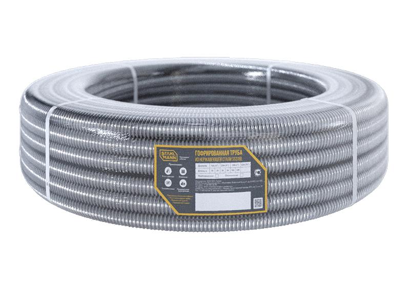 Труба гофрированная из нержавеющей стали SS316L Stahlmann 32А, отожженная, 20м