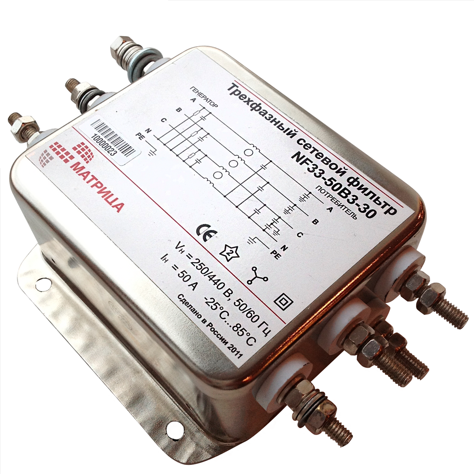 Фильтр сетевой Матрица трехфазный NF33-50B3-30
