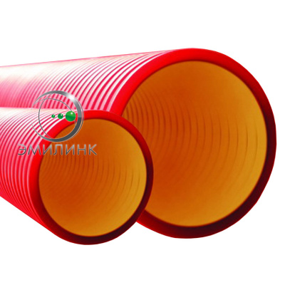Труба гибкая двустенная для кабельной канализации д.125мм, цвет красный, в бухте 40м, с протяжкой в России