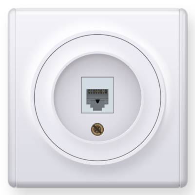 Розетка OneKeyElectro Florence компьютерная 1xRJ45 кат.5e, белая в 