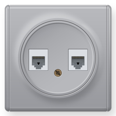 Розетка OneKeyElectro Florence двойная компьютерная RJ45 кат.5e, серая в 