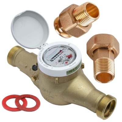 Счетчик воды Миномесс СВГД, 90°C, DN 20, Qn 2,5, L 190 mm, с присоединителями в  Счетчик воды Миномесс СВГД, 90°C, DN 20, Qn 2,5, L 190 mm, с присоединителями в