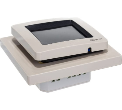 Терморегулятор для теплого пола DEVIreg™ Touch с комбинацией датчиков, бежевый, 16А в  Терморегулятор для теплого пола DEVIreg™ Touch с комбинацией датчиков, бежевый, 16А в