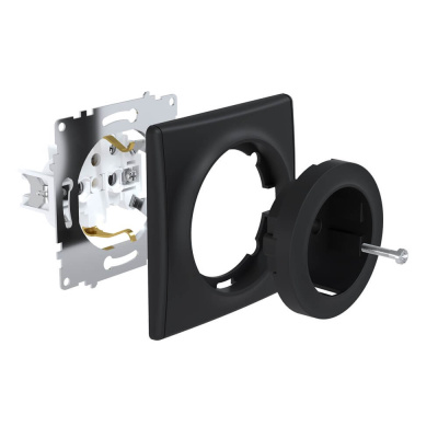 Розетка электрическая OneKeyElectro Florence с заземлением, защ. шторки, винтовые контакты, черная в 