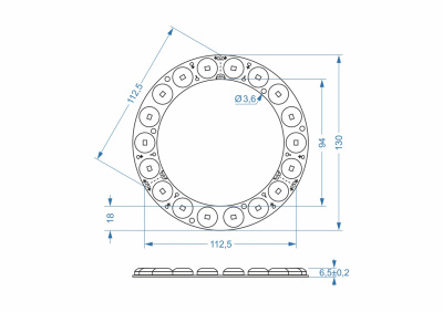Модуль Brillare: SMD2835*18-160°-D130/D94 в 
