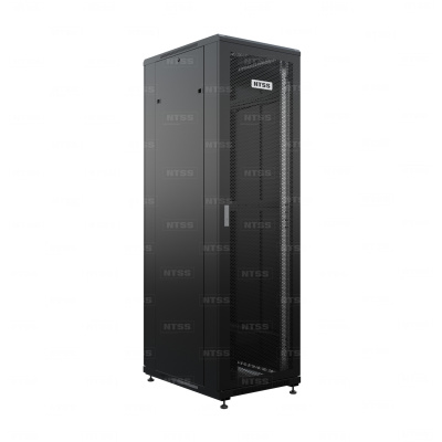 Шкаф напольный универсальный серверный NTSS R 47U 800х800мм, 4 профиля 19, двери перфорированная и перфорированная двухстворчатая, боковые стенки съемные, регулируемые опоры, разобранный, черный RAL 9005 в России