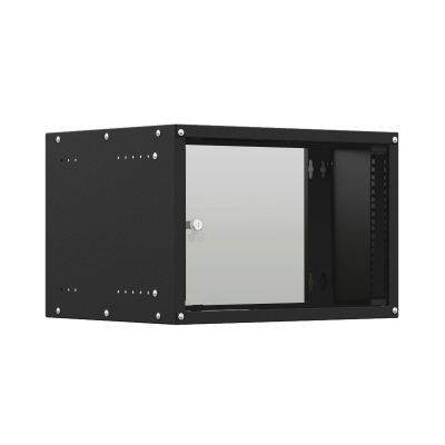 19'' Настенный телекоммуникационный шкаф NTSS LIME 18U 550×450×900 мм, стеклянная дверь, боковые стенки не съемные, разобранный, черный RAL 9005 в России