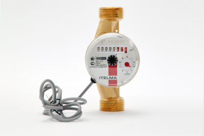 Счетчик горячей воды WFW24.E130-3-B-L-01-IP68 с импульсным выходом ГЕРКОН, вес импульса =1 л, ДУ20 в 