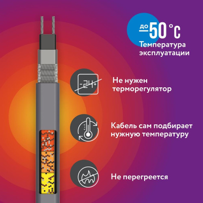 Комплект саморегулирующегося греющего кабеля RoofMate 30Вт/м 08м в 