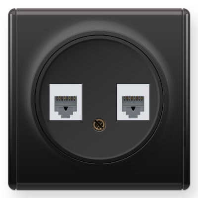 Розетка OneKeyElectro Florence двойная компьютерная RJ45 кат.5e, черная в 