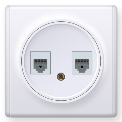 Розетка OneKeyElectro Florence двойная компьютерная RJ45 кат.5e, белая в 