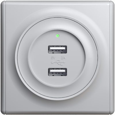 Розетка OneKeyElectro Florence USB двойная, с подсветкой, серая в 