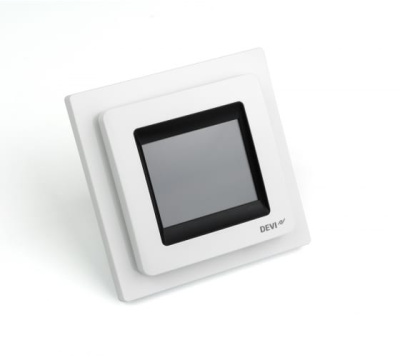 Терморегулятор для теплого пола DEVIreg™ Touch с комбинацией датчиков, полярно-белый, 16А в  Терморегулятор для теплого пола DEVIreg™ Touch с комбинацией датчиков, полярно-белый, 16А в