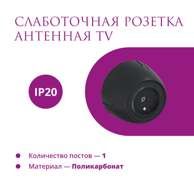 Розетка OneKeyElectro Rotondo антенная TV, черная в 
