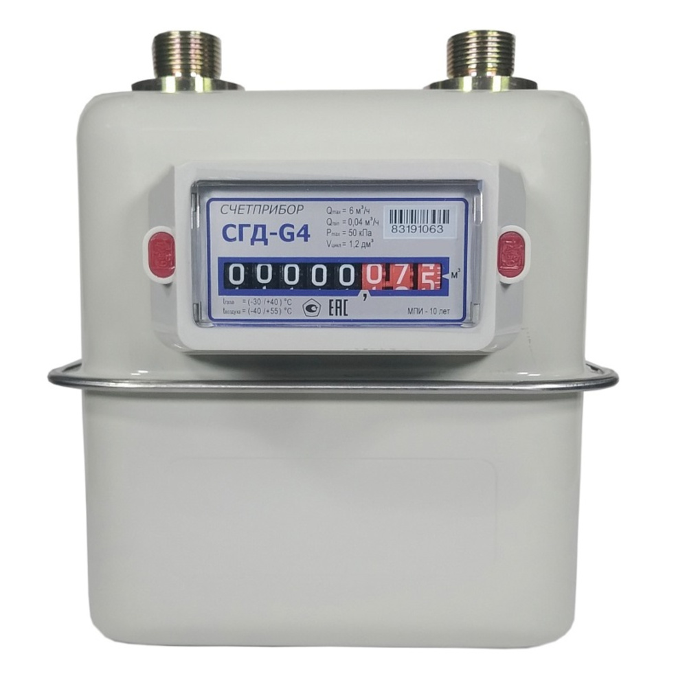 Счетчик газа мембранный Счетприбор СГД G4 ТК (правый) (Орел) резьба G1 14″