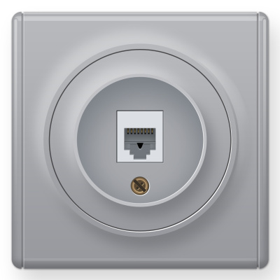 Розетка OneKeyElectro Florence компьютерная 1xRJ45 кат.5e, серая в 