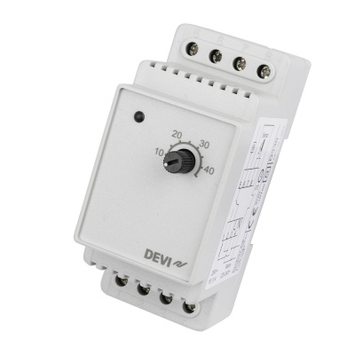 Терморегулятор для наружных систем DEVIreg™ 330 (+60 +160°C) на шину DIN, с датчиком на проводе, 16А в  Терморегулятор для наружных систем DEVIreg™ 330 (+60 +160°C) на шину DIN, с датчиком на проводе, 16А в