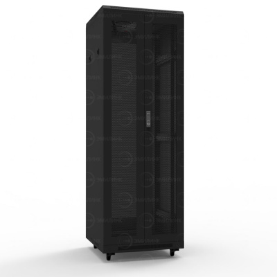 Шкаф напольный универсальный серверный NTSS R 47U 800х1000мм, 4 профиля 19, двери перфорированная и перфорированная двухстворчатая, боковые стенки съемные, регулируемые опоры, разобранный, черный RAL 9005 в России