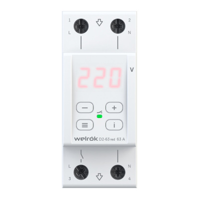 Реле напряжения Welrok D2-63 red (на 3 клеммы) в 