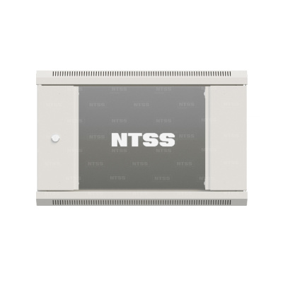 Шкаф настенный телекоммуникационный NTSS W 6U 600х600х370мм, 2 профиля 19, дверь стеклянная, боковые стенки съемные, задняя стенка, разобранный, серый RAL 7035 в России