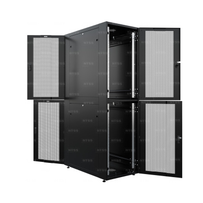 Шкаф напольный секционный NTSS CoPC 45U 800х1200мм, 4 профиля 19 на секцию, 3 секции по 15U, двери перфорированные, регулируемые опоры, черный RAL 9005 в России
