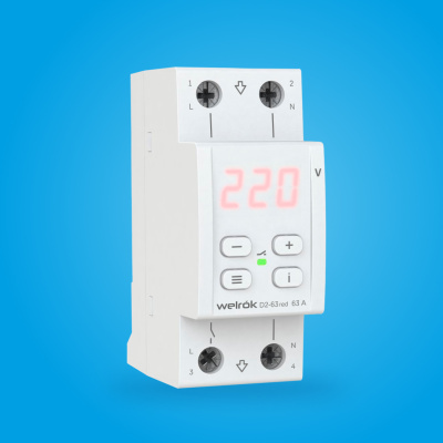 Реле напряжения Welrok D2-63 red (на 3 клеммы) в 