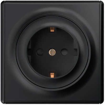 Розетка электрическая OneKeyElectro Florence с заземлением, защ. шторки, винтовые контакты, черная в 