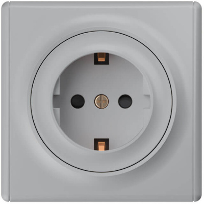 Розетка электрическая OneKeyElectro Florence с заземлением, защ. шторки, винтовые контакты, серая в 