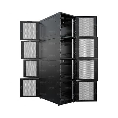 Шкаф напольный секционный NTSS CoPC 44U 600х1070мм, 4 профиля 19 на секцию, 4 секции по 11U, двери перфорированные, регулируемые опоры, черный RAL 9005 в России