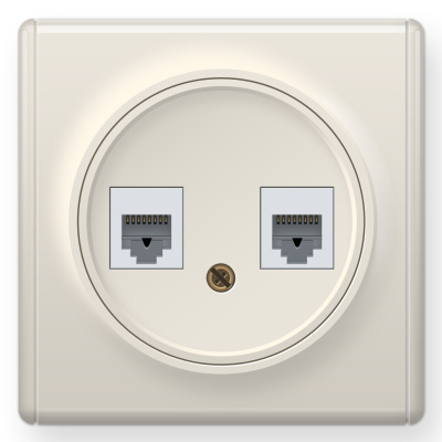 Розетка OneKeyElectro Florence двойная телефон/компьютер RJ11/RJ45 кат.5e, бежевая в 