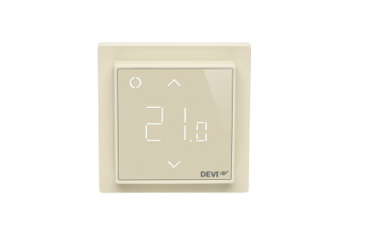 Терморегулятор для теплого пола DEVIreg™ Smart интеллектуальный с Wi-Fi, бежевый, 16А в  Терморегулятор для теплого пола DEVIreg™ Smart интеллектуальный с Wi-Fi, бежевый, 16А в