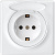Розетка электрическая OneKeyElectro Florence с крышкой, с заземлением, винтовые контакты, белая в 