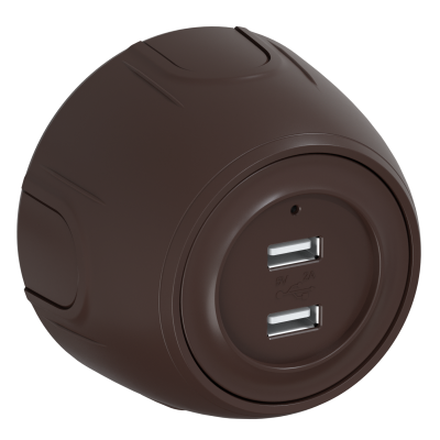 Розетка OneKeyElectro Rotondo USB двойная, с подсветкой, коричневая в 