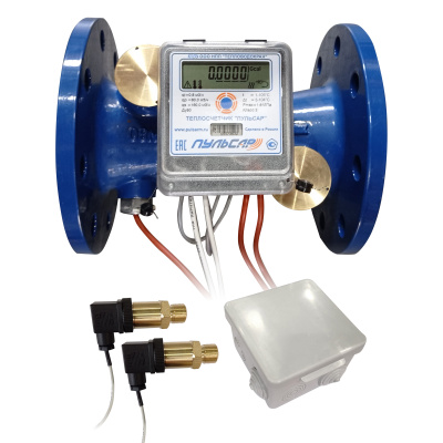 Общедомовый теплосчетчик Ду80 M-Bus + 3 имп. входа, qp=80 м3/ч, 2 датчика давления, обратный, 105°C в 