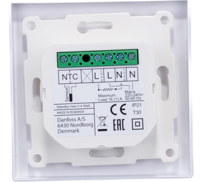 Терморегулятор для теплого пола DEVIreg™ Smart интеллектуальный с Wi-Fi, полярно-белый, 16А в  Терморегулятор для теплого пола DEVIreg™ Smart интеллектуальный с Wi-Fi, полярно-белый, 16А в