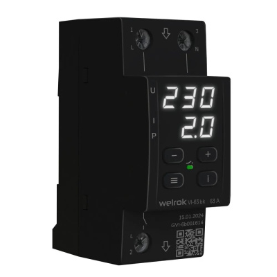 Реле напряжения с контролем тока Welrok VI-63 bk в 
