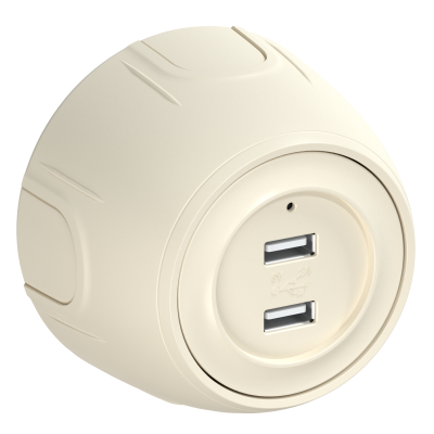 Розетка OneKeyElectro Rotondo USB двойная, с подсветкой, бежевая в 