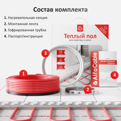Кабельный тёплый пол AlfaCable 20-1600-80 (10,7 м²) в 
