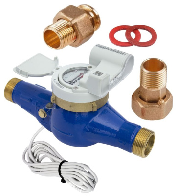 Счетчик воды Миномесс СВХД-М EDC M-bus Pulse, 40°C, Ду 15, Qn 1,5, L 165 mm, с модуляторным диском (1 L/Imp.), с присоединителями в 