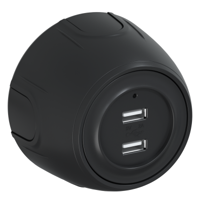 Розетка OneKeyElectro Rotondo USB двойная, с подсветкой, черная в 