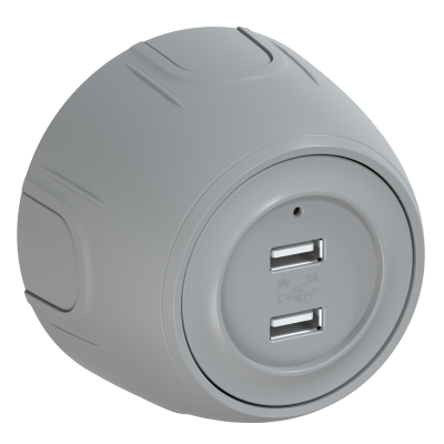 Розетка OneKeyElectro Rotondo USB двойная, с подсветкой, серая в 