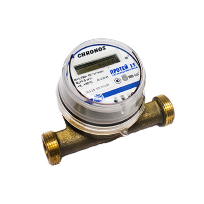 Счетчик воды универсальный электронный Chronos Meter “ПРОТЕЙ” ДУ15, класс C, NB-IOT, (110ММ) в России